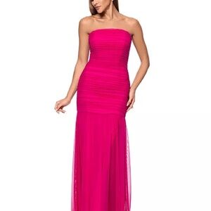 Xscape Vibrant Pink Strapless Dress